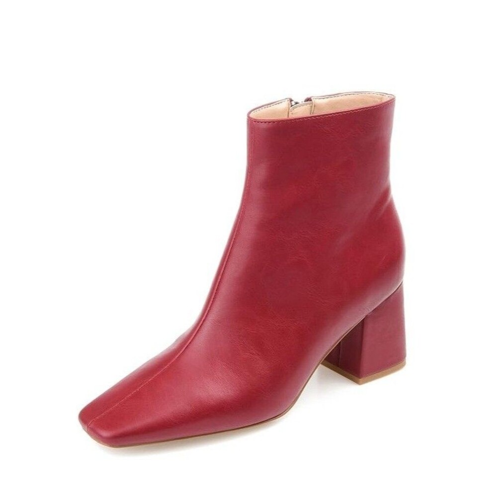 Journee Collection Womens 8 M Brick Red Haylinn Block Heel Booties NIB NR4